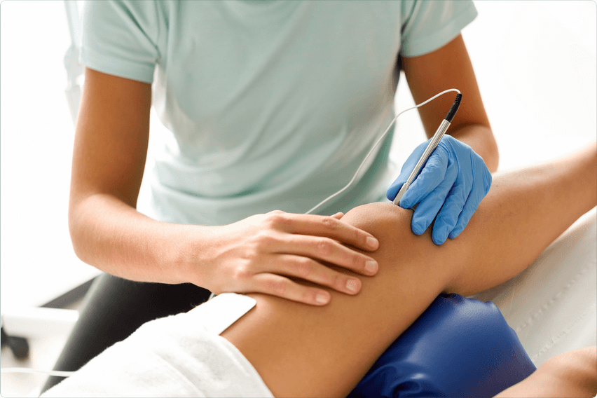 Dry needling on a knee